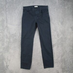 Rowan Mens Pants Size 31 Dark Blue Cotton Twill Straight Leg Button Fly Trousers